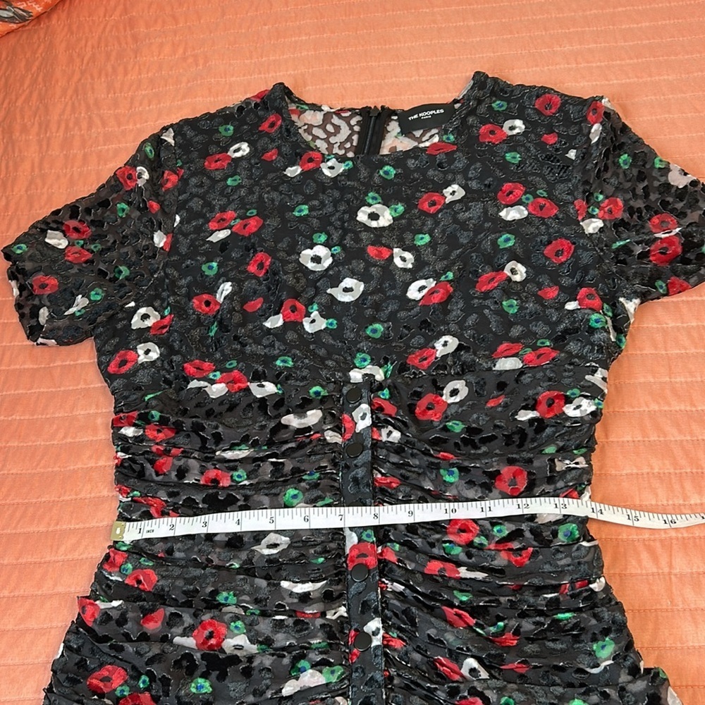 The Kooples Paris FLEUR NAÏVE BURNOUT Bodycon Ruching Dress Size French 3 US 8 - Picture 15 of 16